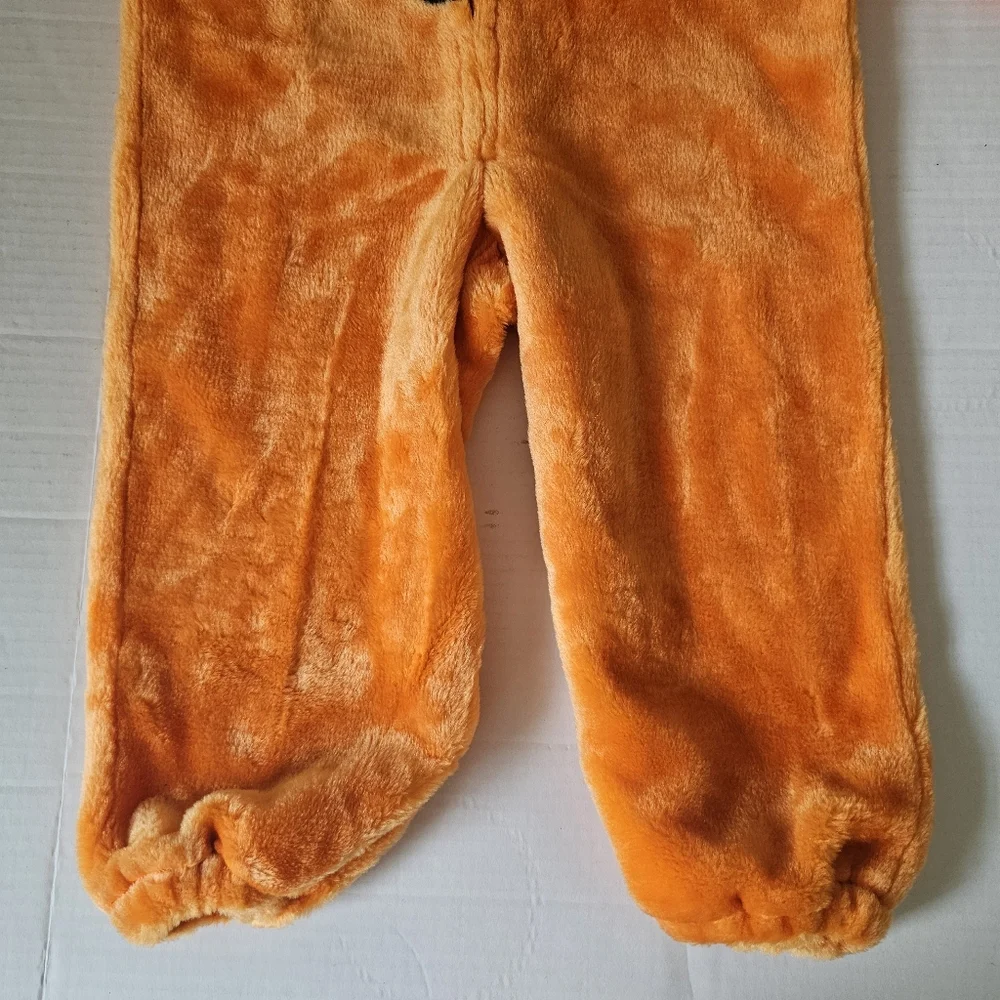 Vintage Chrisha Pumpkin Costume Child Ages 4-6 One Piece Zip Front Orange Plush
